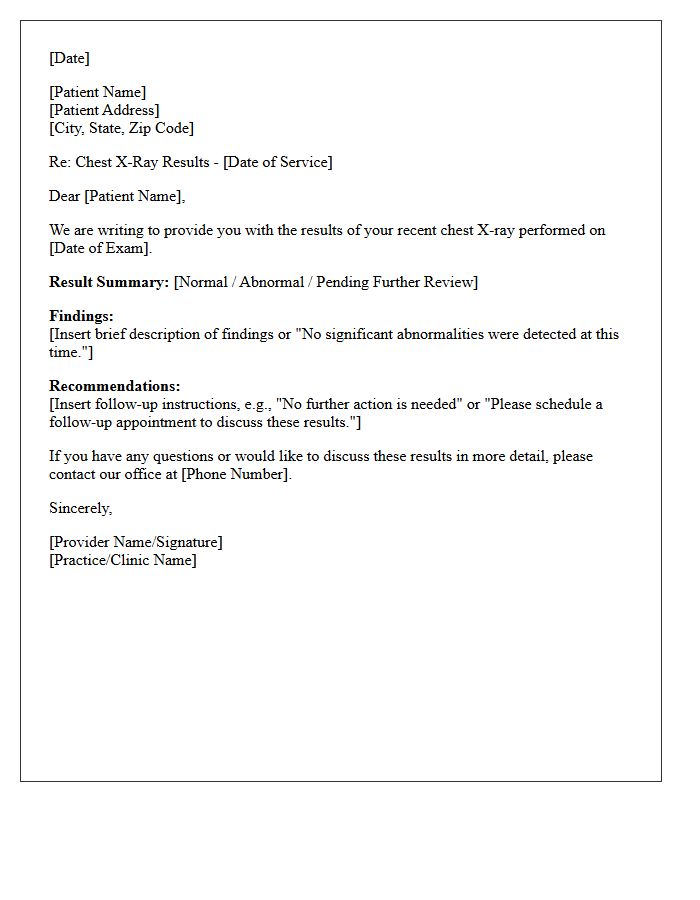 Chest X-Ray Imaging Results Letter