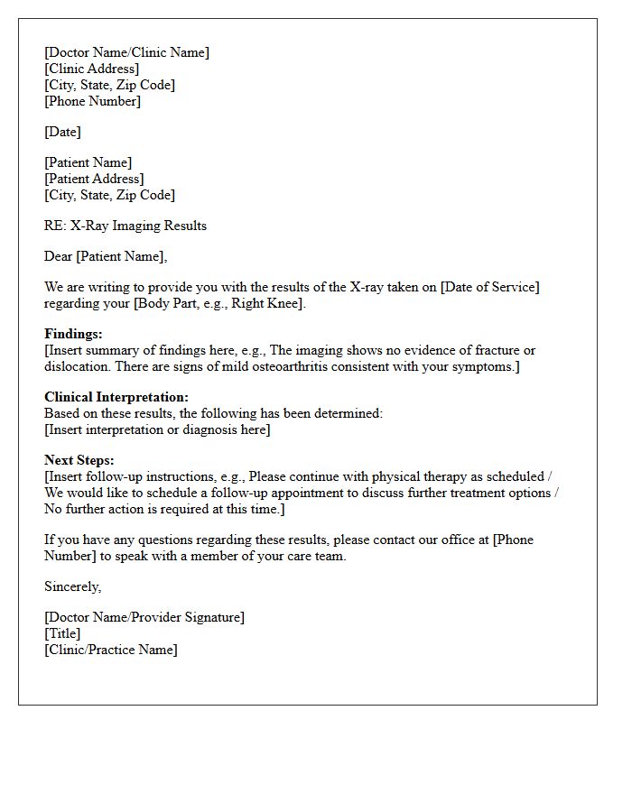 Orthopedic X-Ray Imaging Results Letter