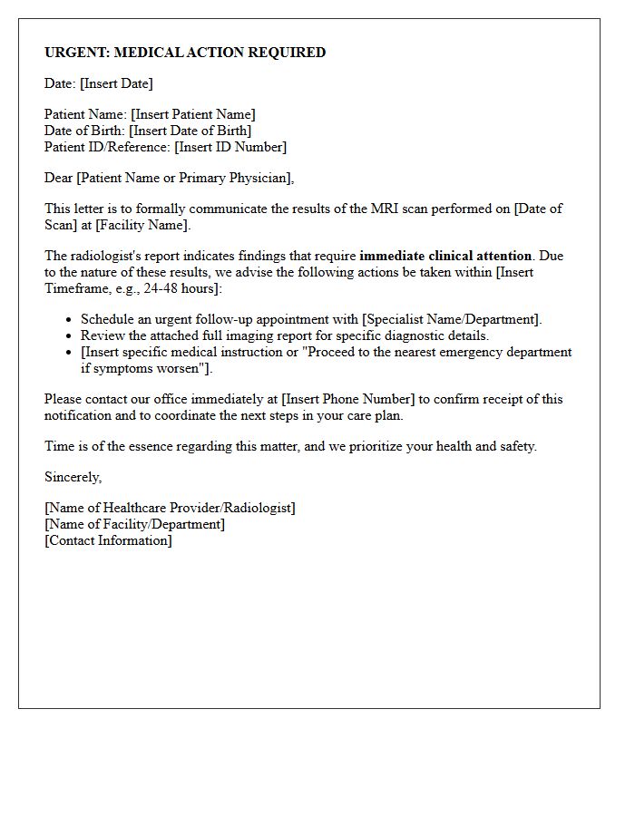 Urgent MRI Scan Results Action Letter