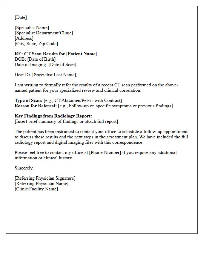 Specialist Referral CT Scan Results Notification Letter