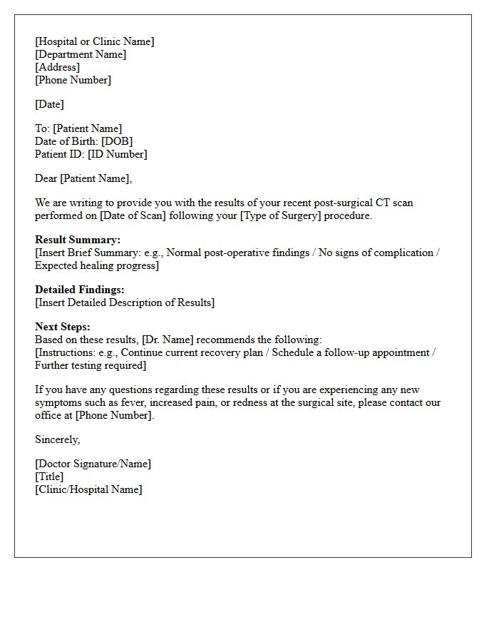 Post-Surgical CT Scan Results Notification Letter