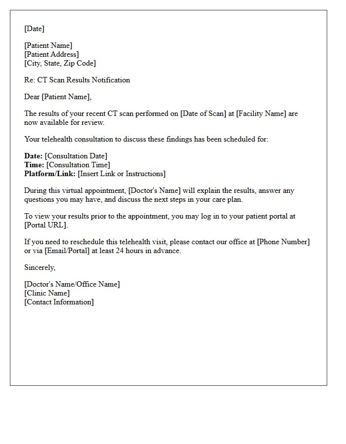 Telehealth Consultation CT Scan Results Notification Letter