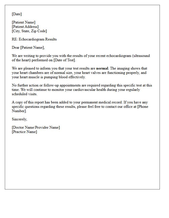 Normal Echocardiogram Results Letter