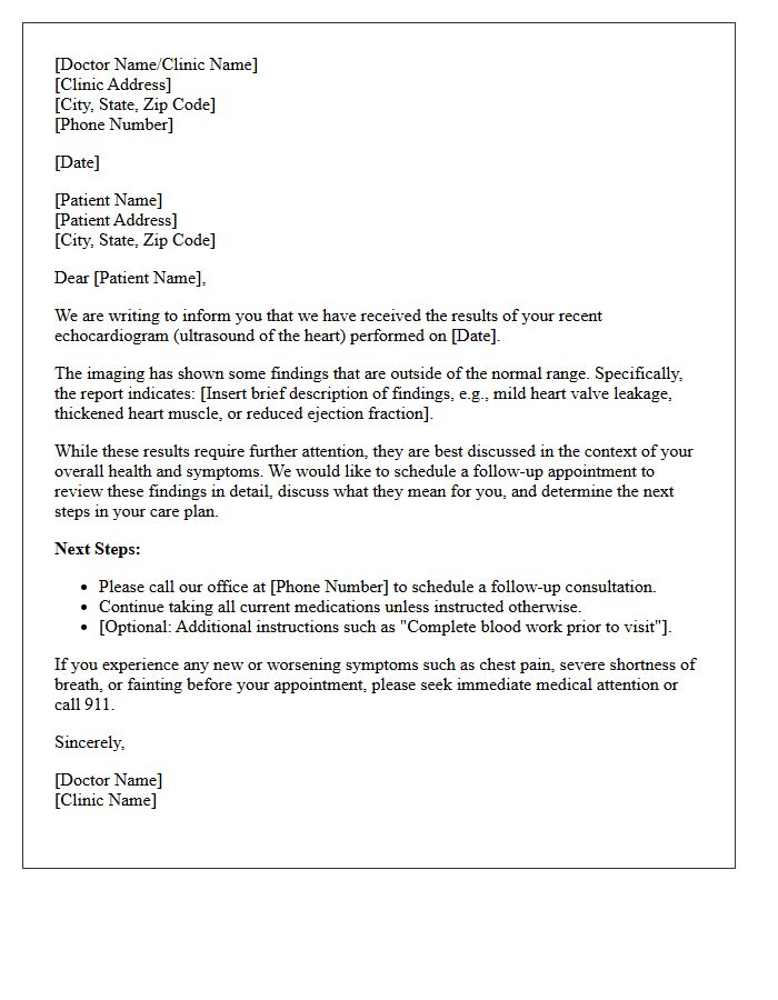 Abnormal Echocardiogram Findings Letter