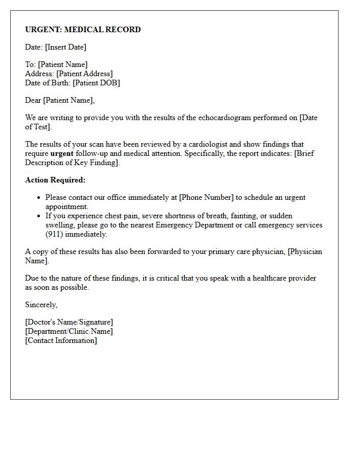 Urgent Echocardiogram Results Letter