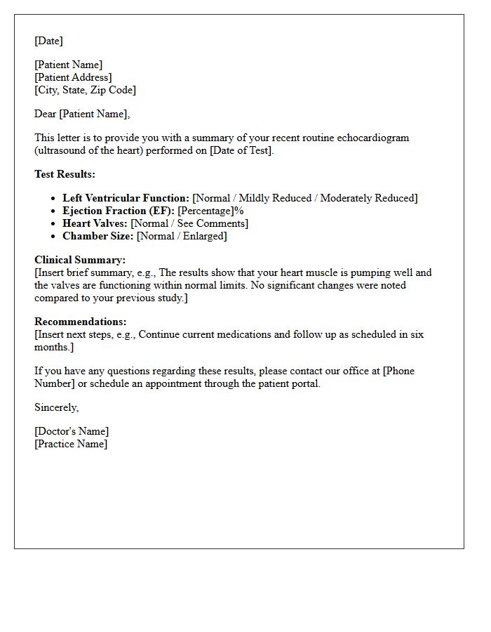 Routine Echocardiogram Summary Letter