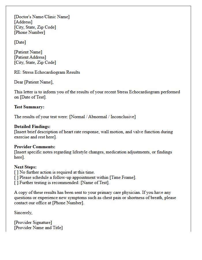 Stress Echocardiogram Results Letter