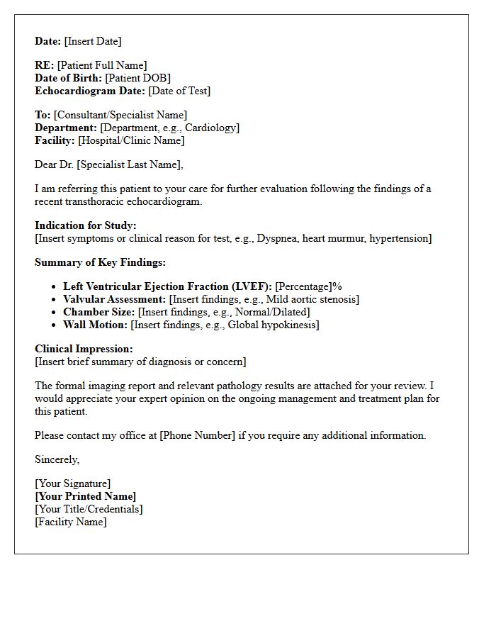 Echocardiogram Results Referral Letter