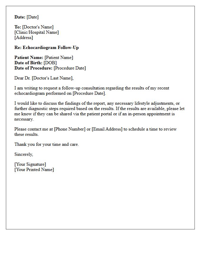 Echocardiogram Follow-Up Request Letter