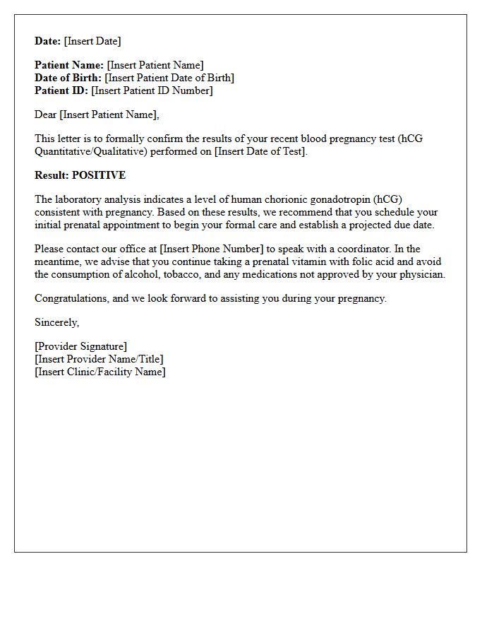Positive Pregnancy Blood Test Results Letter