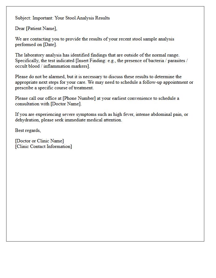Abnormal Stool Sample Analysis Results Letter