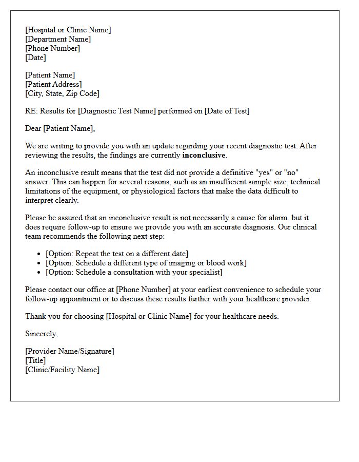 Patient Notification Letter Regarding Inconclusive Diagnostics
