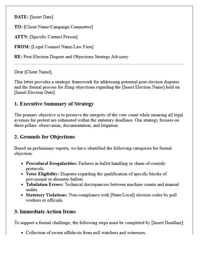 Post-Election Dispute and Objections Strategy Advisory Letter