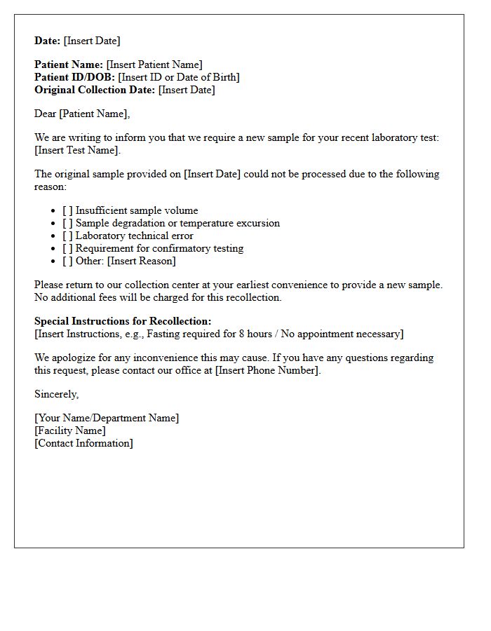 Laboratory Sample Recollection and Retesting Letter