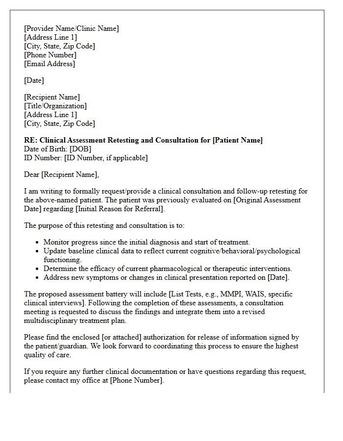 Clinical Assessment Retesting and Consultation Letter
