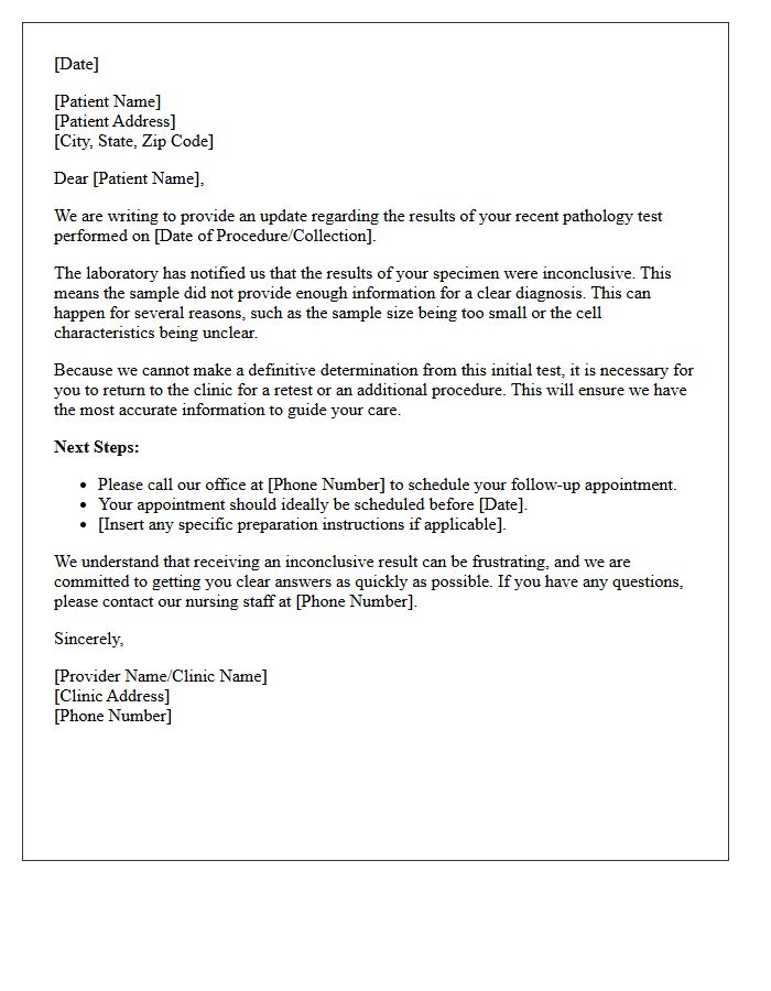 Outpatient Clinic Inconclusive Pathology Retest Letter