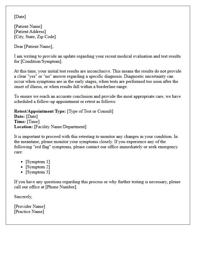Diagnostic Uncertainty and Retesting Information Letter