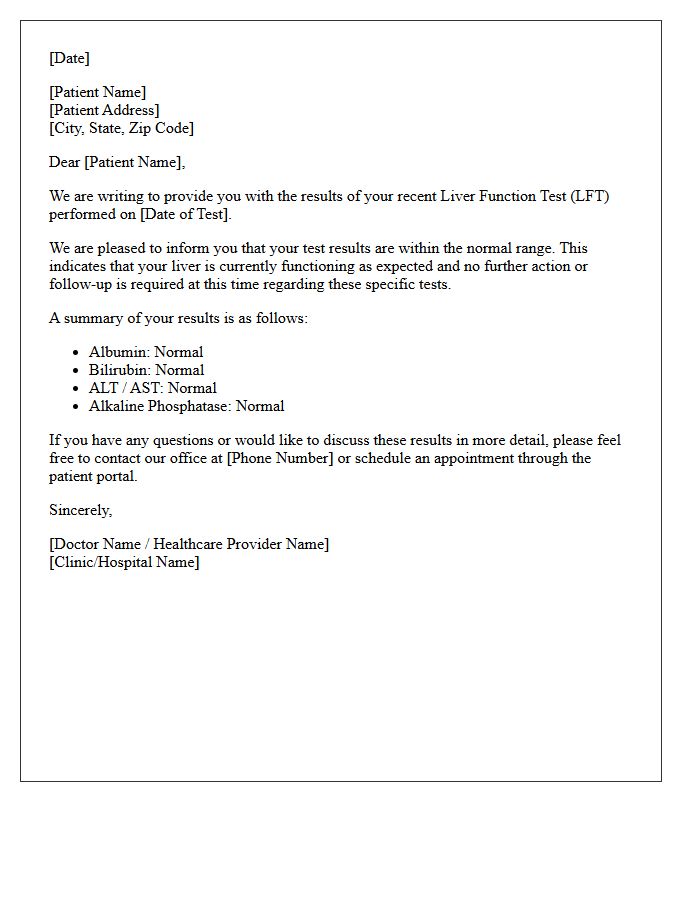 Normal Liver Function Test Results Letter