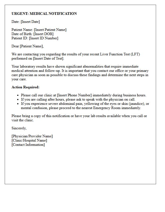 Urgent Liver Function Test Results Notification Letter