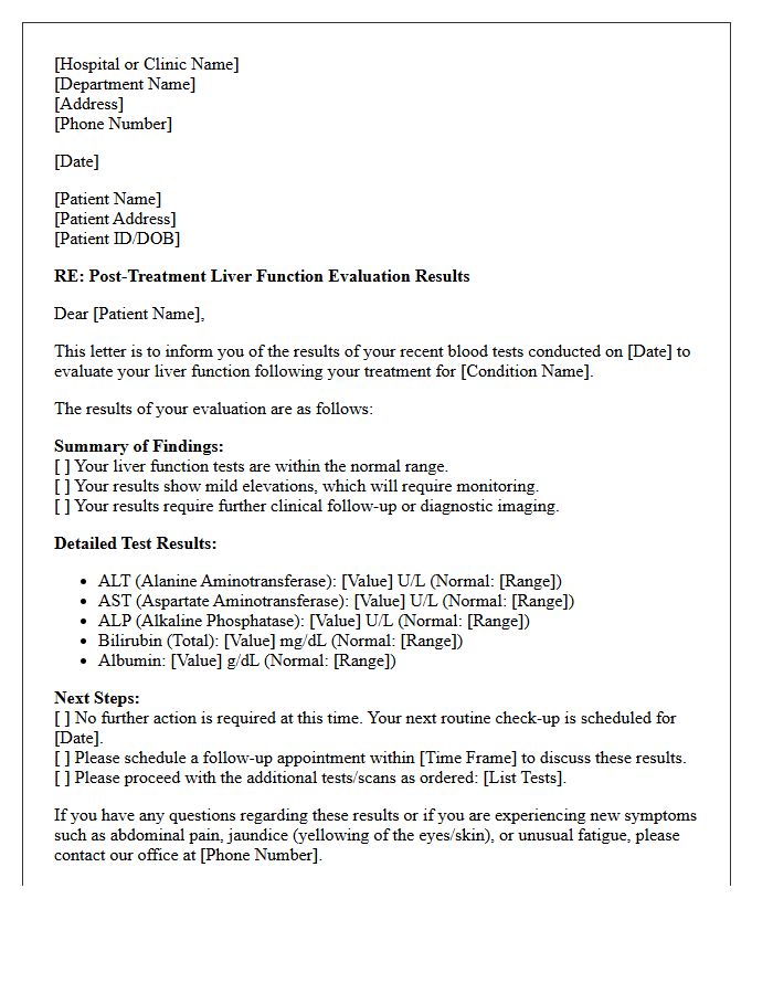 Post-Treatment Liver Function Evaluation Results Letter