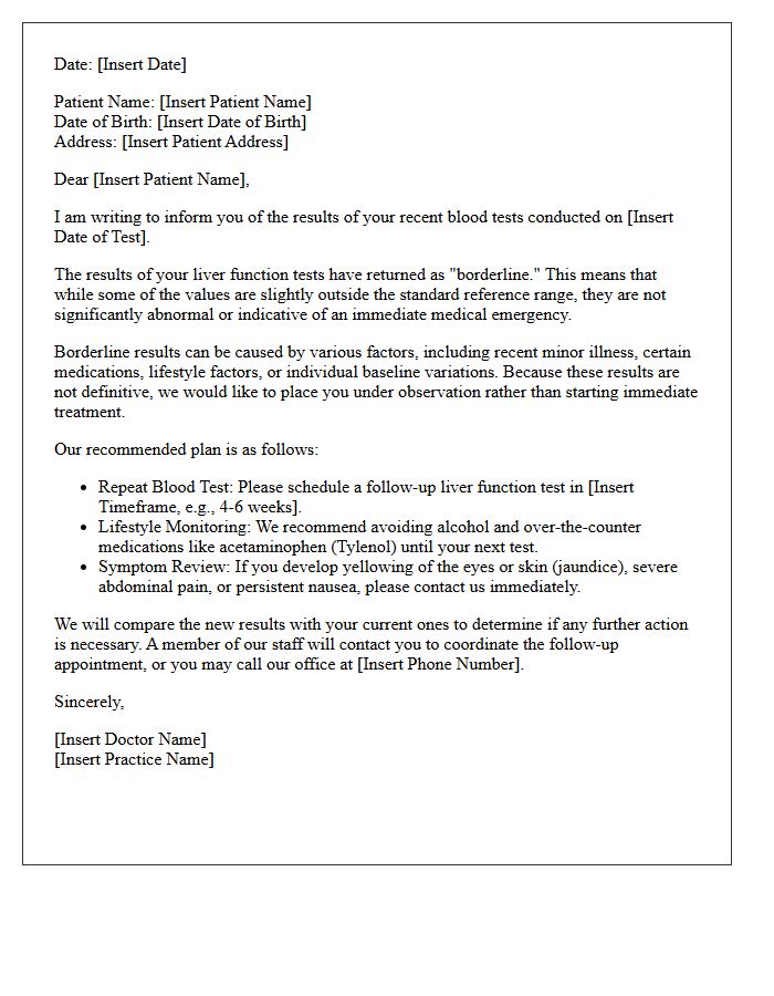 Borderline Liver Function Test Results Observation Letter