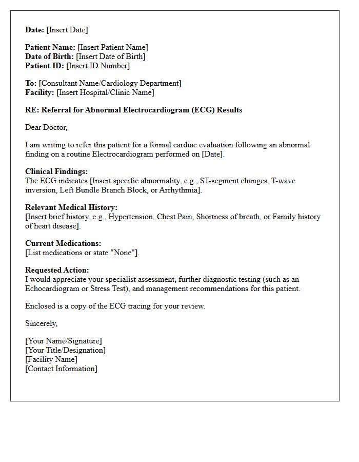 Abnormal Electrocardiogram Results and Cardiology Referral Letter