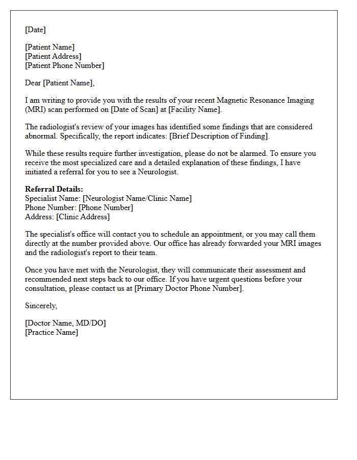 Abnormal Magnetic Resonance Imaging Results and Neurology Referral Letter