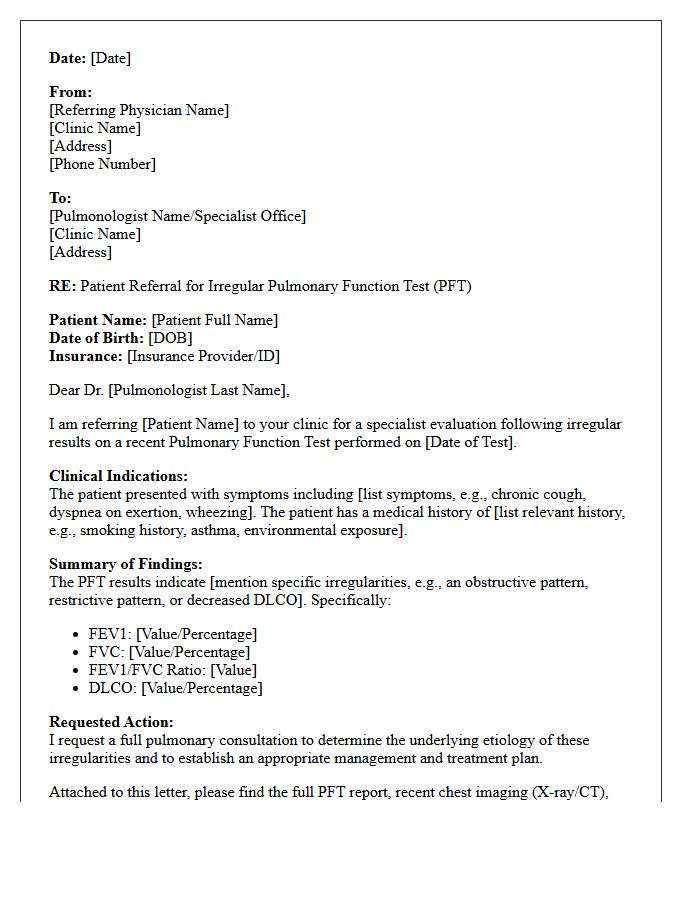 Irregular Pulmonary Function Test Results and Pulmonology Referral Letter