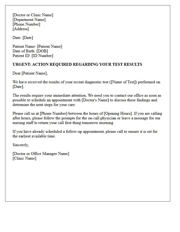 Urgent Diagnostic Test Results Discussion Letter