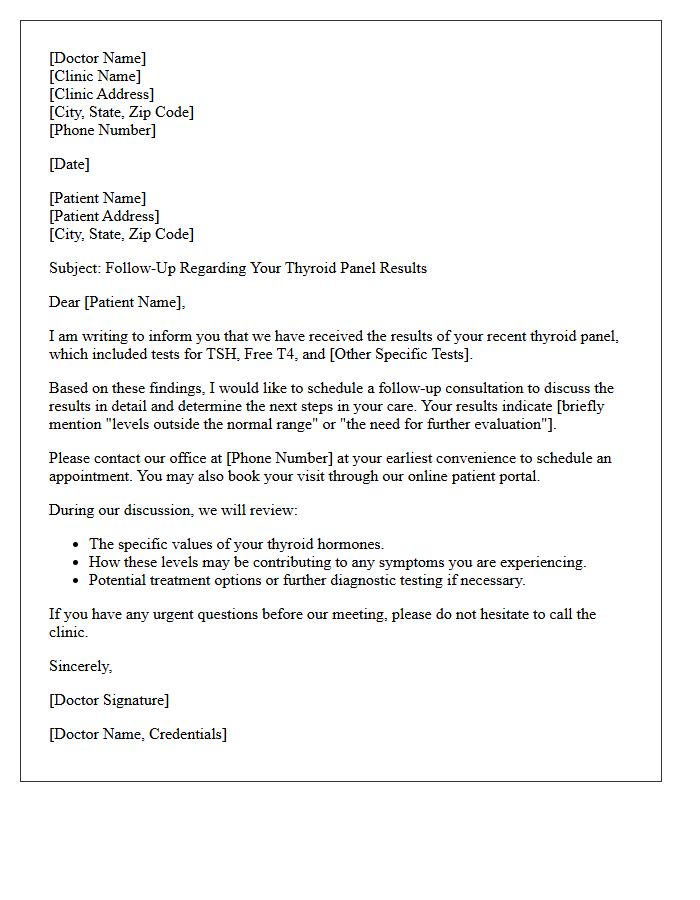 Thyroid Panel Findings Follow-Up Consultation Letter