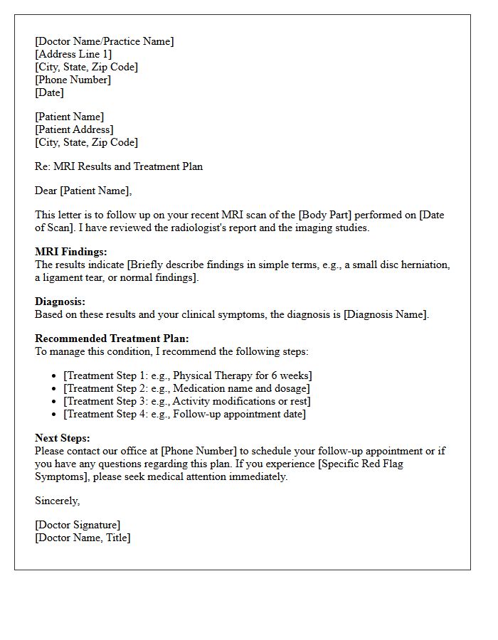 MRI Results Discussion And Treatment Plan Letter