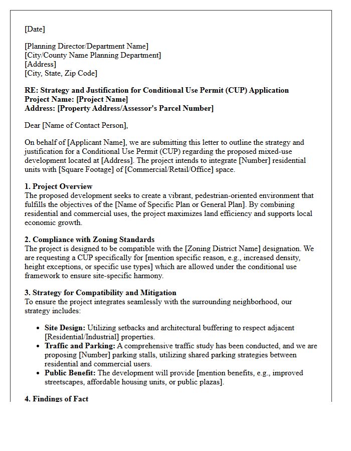 Mixed Use Development Conditional Use Permit Strategy Letter