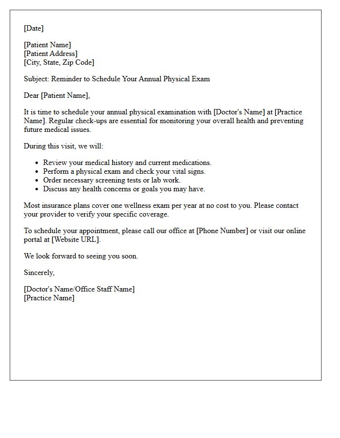 Family Medicine Annual Physical Scheduling Letter