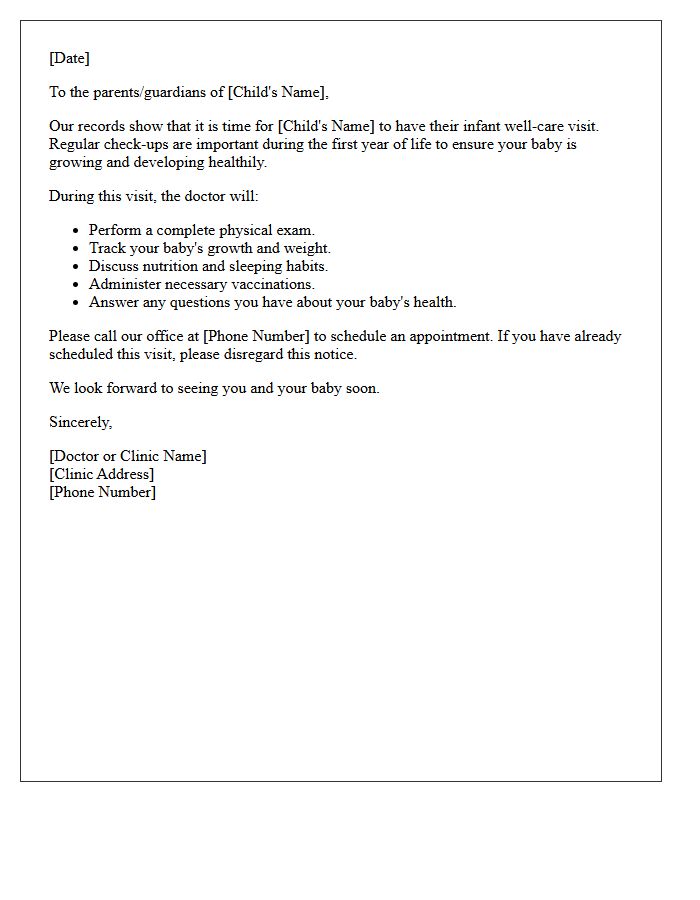 Infant Well-Care Visit Reminder Letter