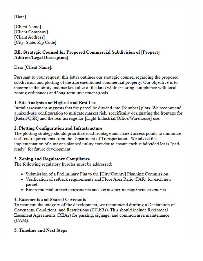 Commercial Property Subdivision Plotting Strategy Counsel Letter