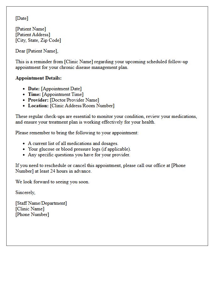 Scheduled Chronic Disease Management Follow-Up Reminder Letter