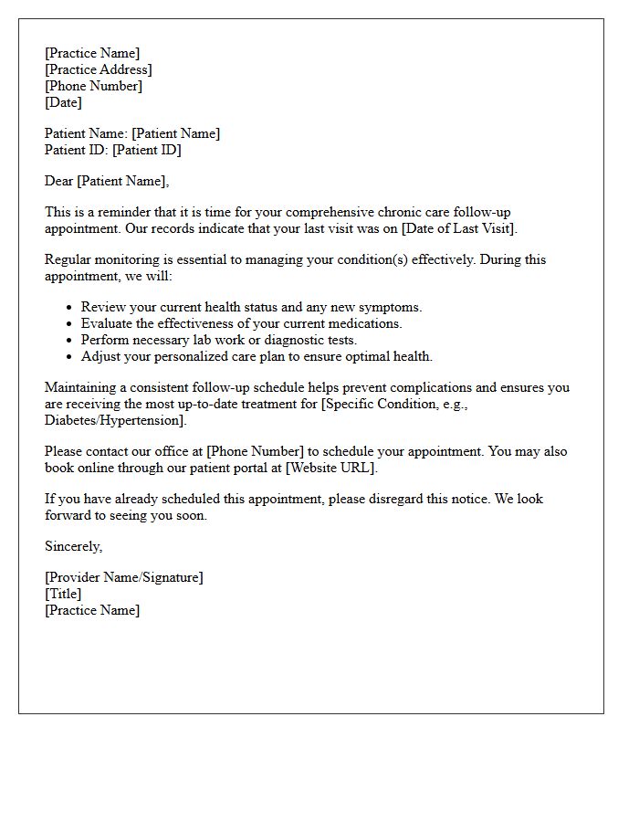 Comprehensive Chronic Care Follow-Up Reminder Letter