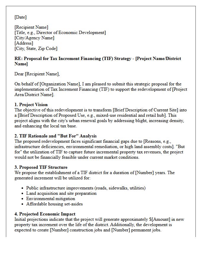 Urban Redevelopment Tax Increment Financing Strategy Letter