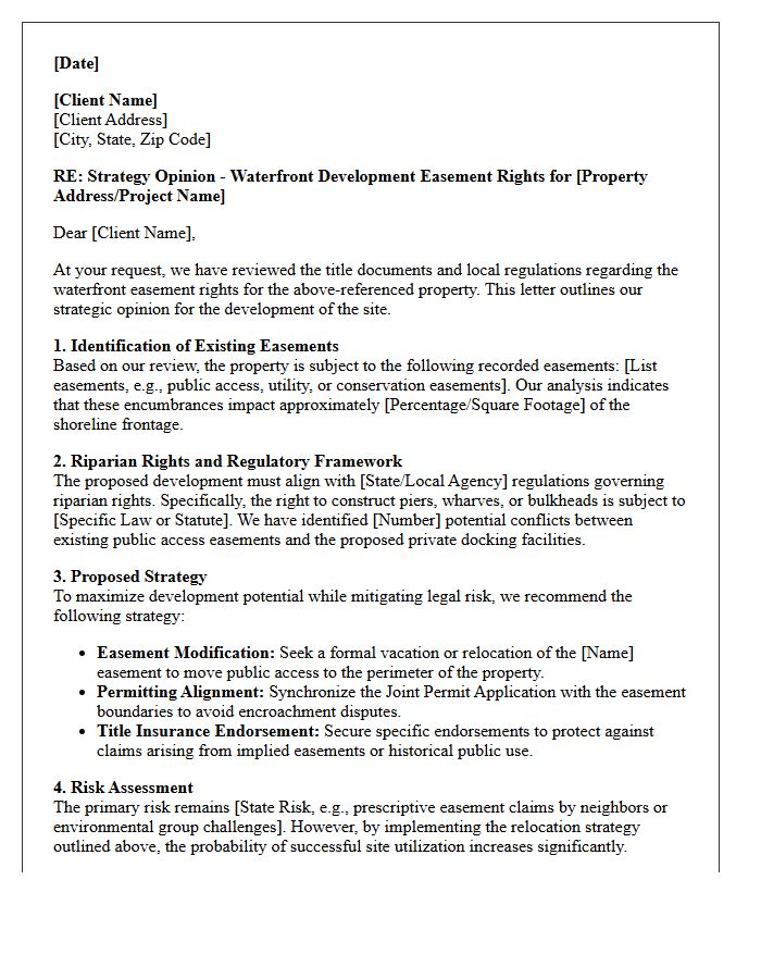 Waterfront Development Easement Rights Strategy Opinion Letter