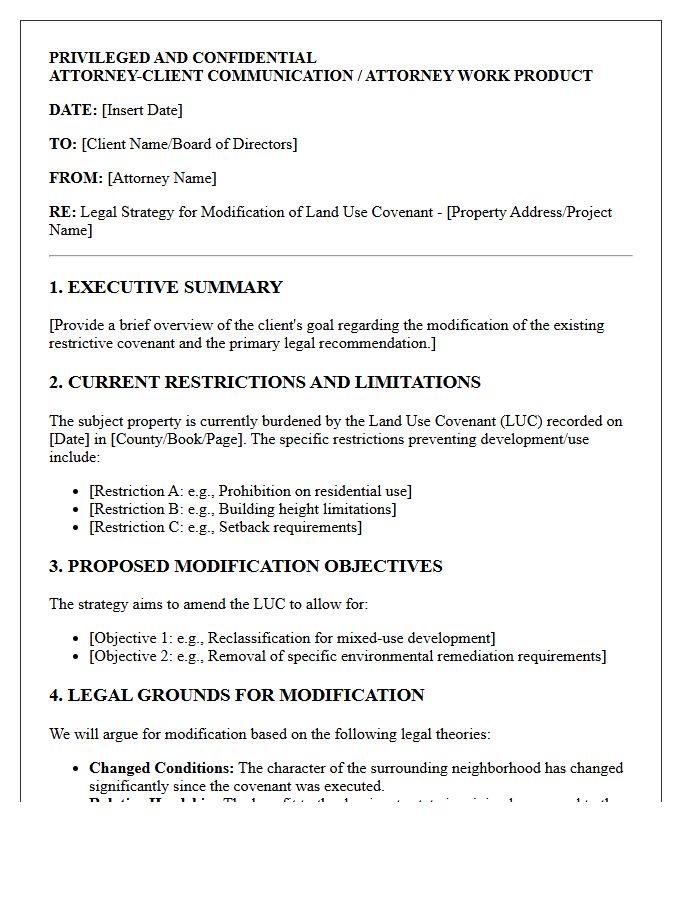 Land Use Covenant Modification Legal Strategy Letter