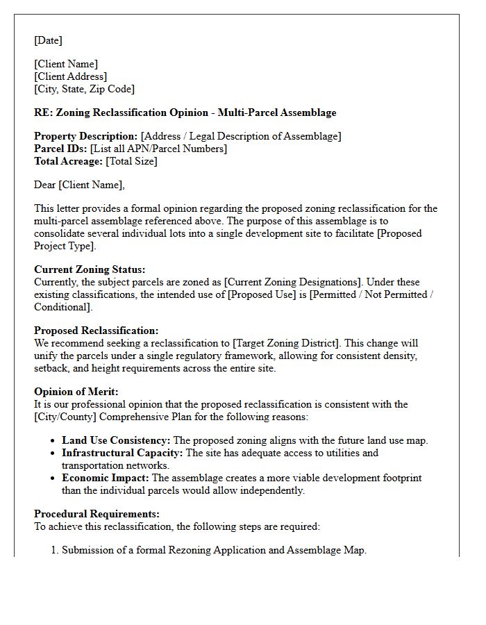 Multi Parcel Assemblage Zoning Reclassification Opinion Letter