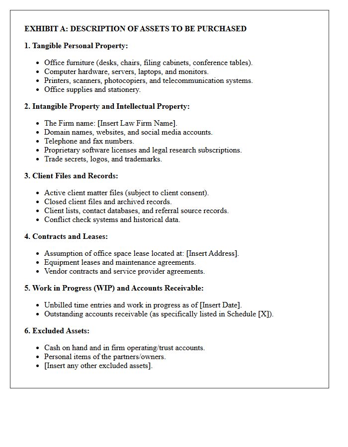 Description of Law Firm Assets to Be Purchased