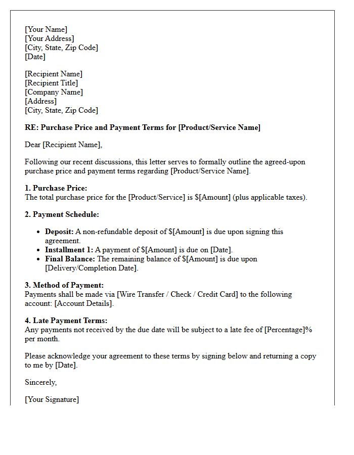 Purchase Price and Payment Terms