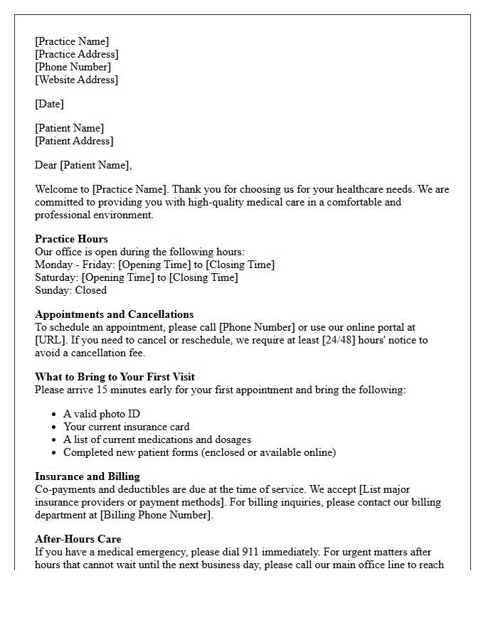 New Patient Welcome And Practice Orientation Letter