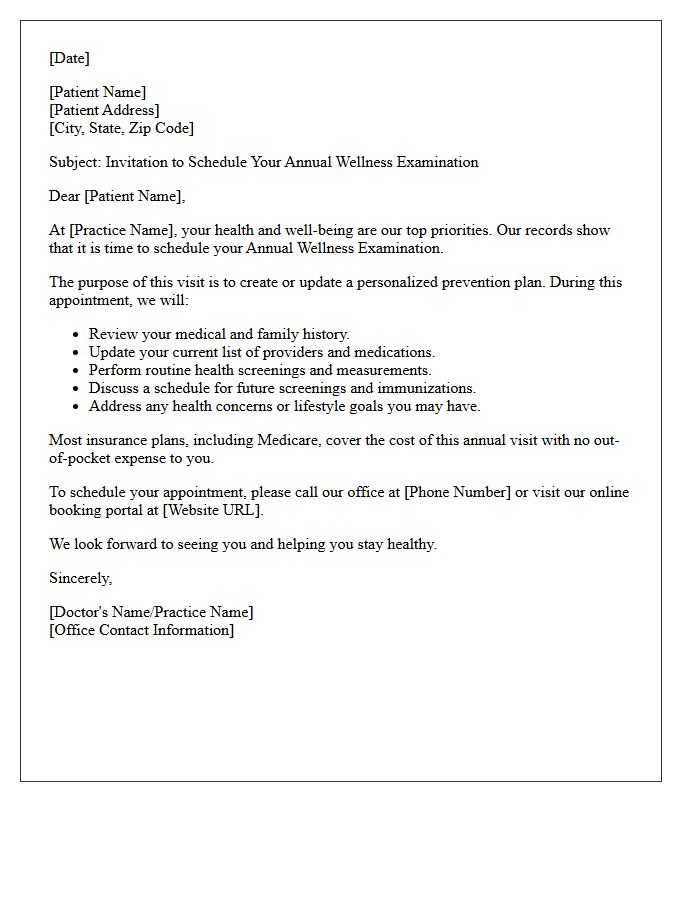 Annual Wellness Examination Scheduling Invitation Letter