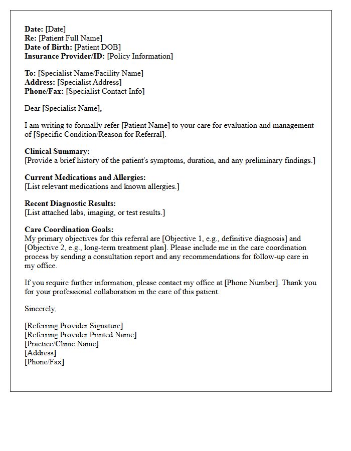 Specialist Referral And Care Coordination Letter