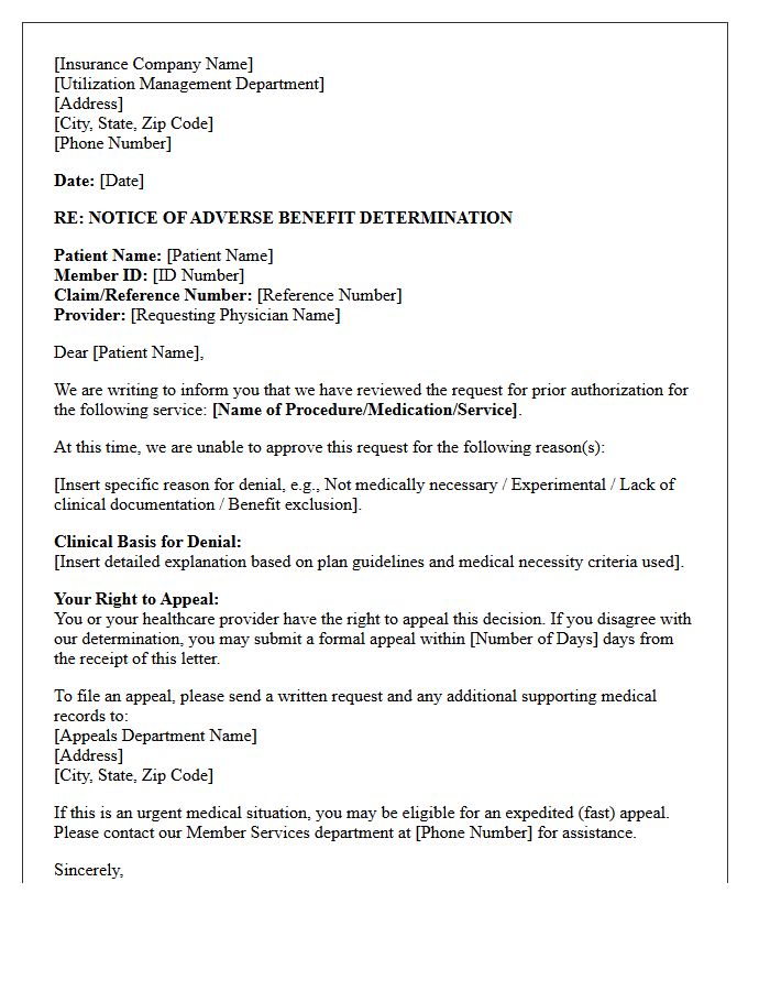 Health Insurance Prior Authorization Denial Letter