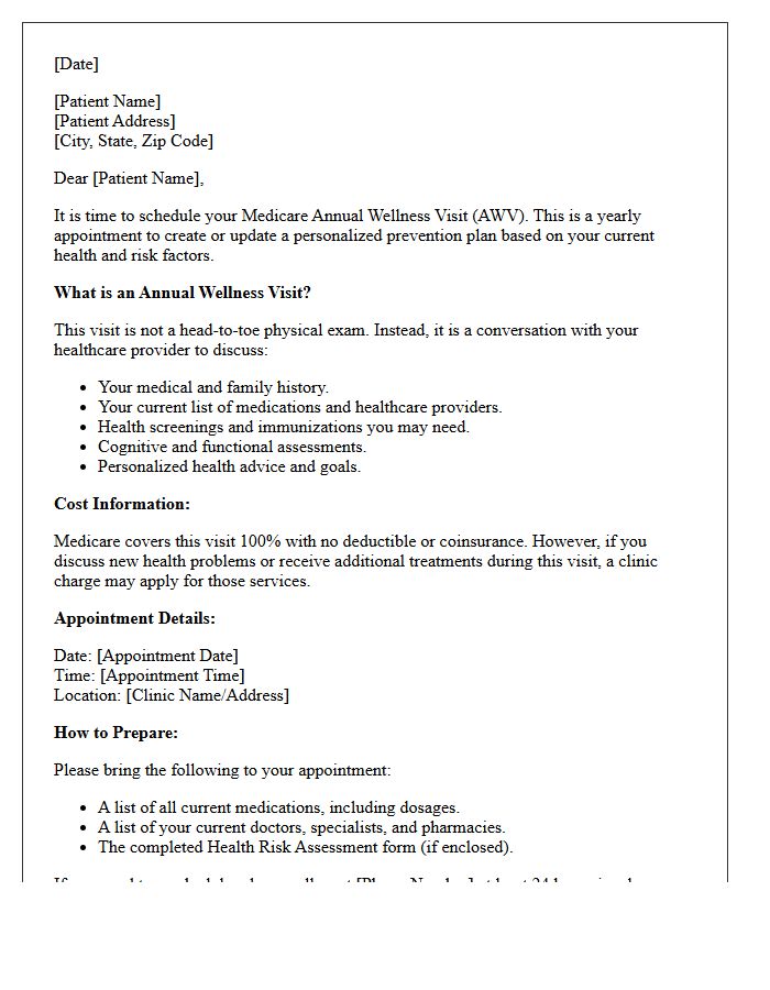 Annual Wellness Visit Documentation And Appointment Reminder Letter