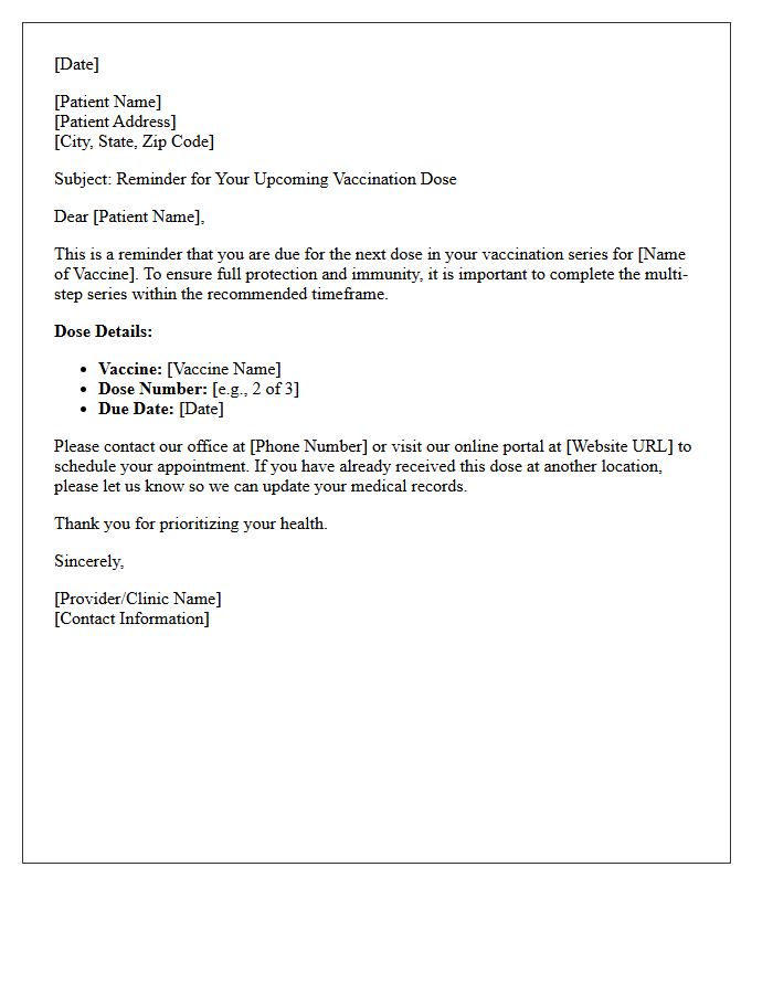 Multi-Step Vaccination Series Reminder Letter
