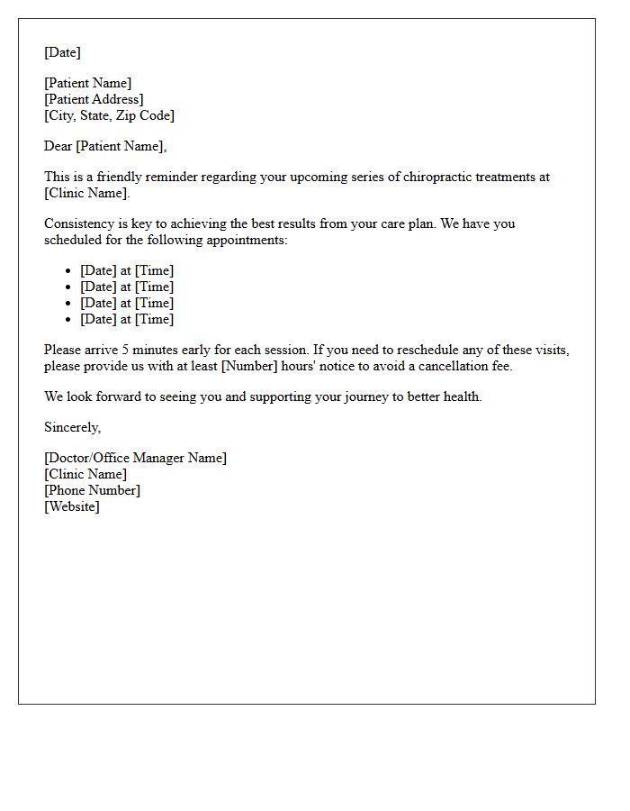 Chiropractic Care Series Appointment Reminder Letter